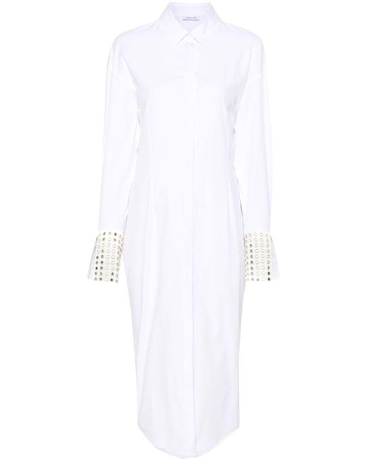 Patrizia Pepe White Stud Detailing Shirt Dress