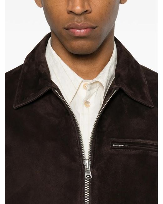 NN07 Brown Owen Zip-Fastening Leather Jacket for men