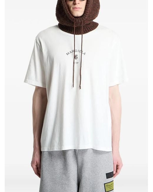 MM6 by Maison Margiela White Logo-Print T-Shirt for men
