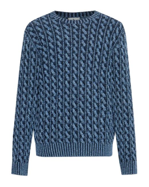 Etro Blue Wool Sweater With A Crew Neck for men