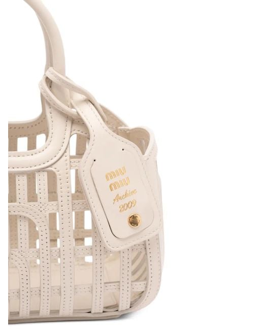 Miu Miu Natural Cage-Effect Leather Shoulder Bag