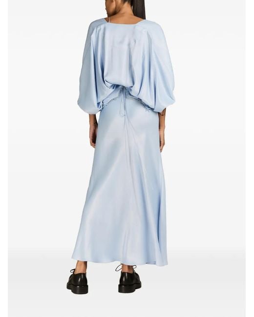 MARK-OFF Blue Lina Puff-Sleeved Blouse