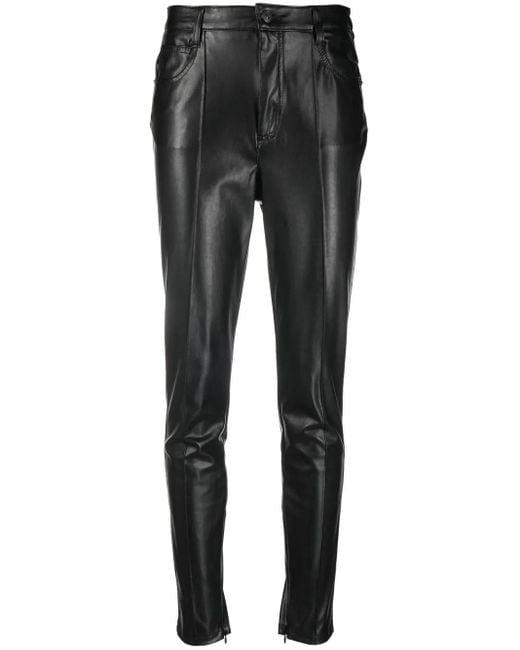Ermanno Scervino Black Slim-Fit Pants With Leather-Like Finish