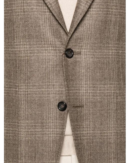 Canali Brown Checked Wool Blazer for men
