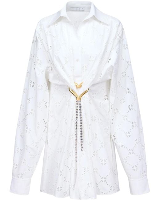 Area White Hemdkleid Mit Lochstickerei