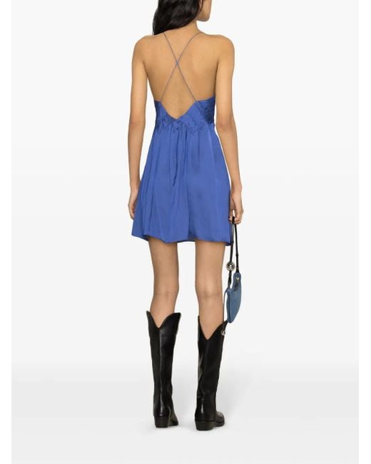 Zadig & Voltaire Blue Rayonna V-Neck Recycled-Polyester Mini Dress