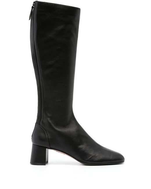 Aquazzura Black Saint Honore 50 Leather Knee-High Boots