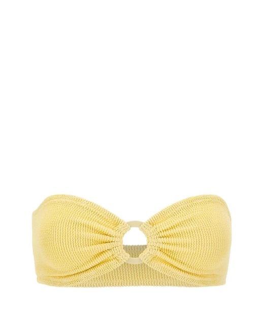 Mc2 Saint Barth Yellow Yulia Ring-Detail Bikini Top