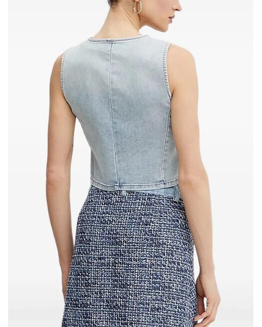 Morgan Blue Button V-Neck Top
