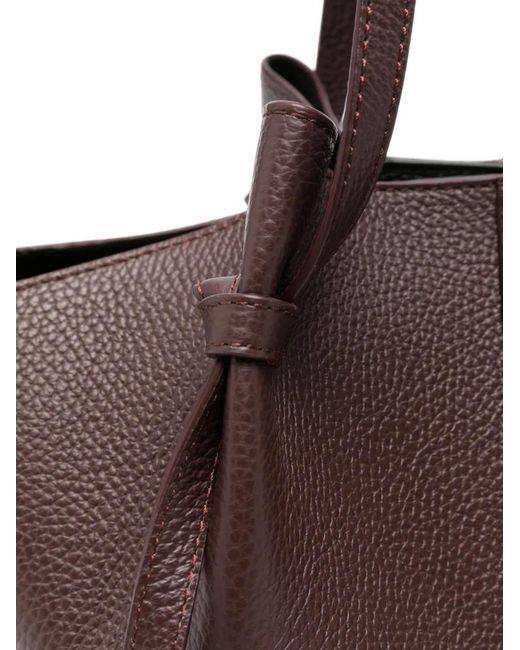 Yuzefi Brown Mochi Grained Leather Tote Bag