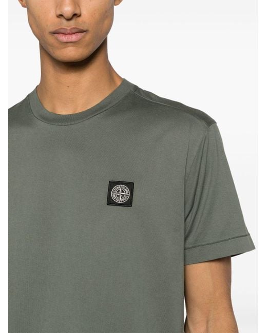 Stone Island T-Shirt mit Kompass-Applikation in Green für Herren