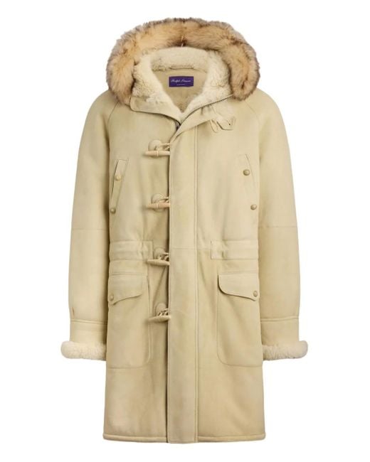 Ralph Lauren Natural Shearling Toggle Duffle Coat for men