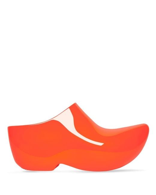 Balenciaga Orange Technoclog Platform Mules for men