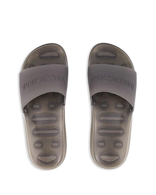 Sandalias con logo en relieve Balenciaga de hombre de color Gray