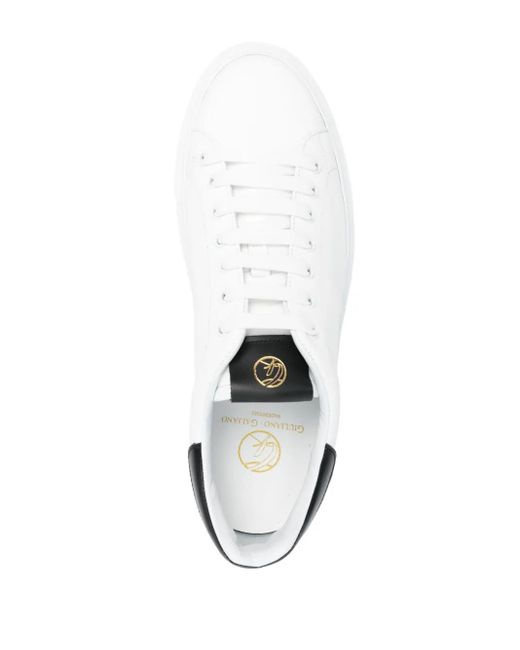 Giuliano Galiano White Contrasting-Detail Leather Sneakers for men
