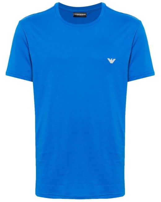 Emporio Armani T-shirt Met Geborduurd Logo in het Blue voor heren