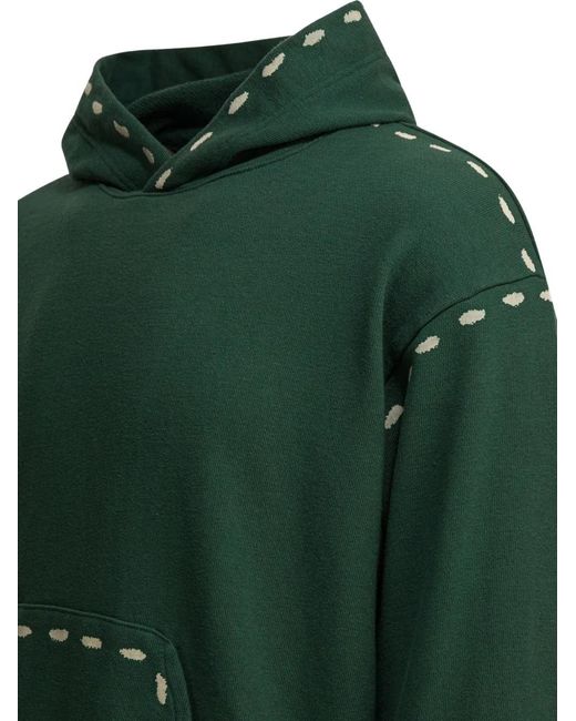 Kapital Green Hooded Dotted Sweatshirt for men