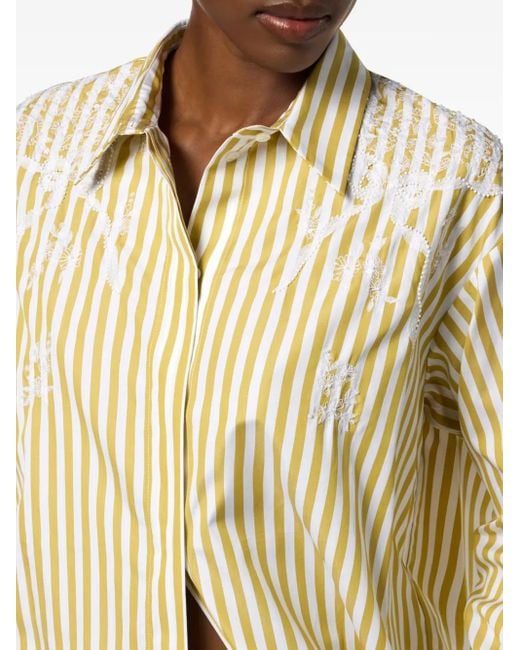 Chemise Boutonnée À Rayures Elisabetta Franchi en coloris White