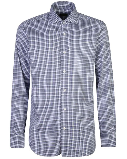 Barba Napoli Blue Checked Shirt for men