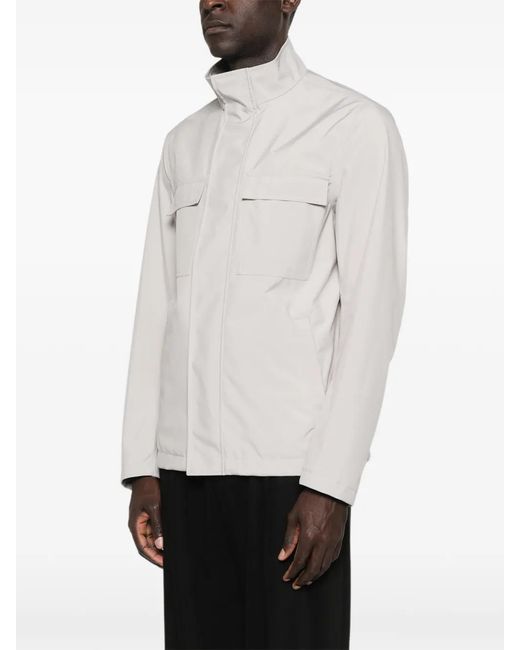 Herno White High-Neck Chest-Pocket Jacket for men