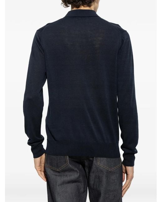 Tom Ford Blue Fine-Gauge Silk Linen Polo for men