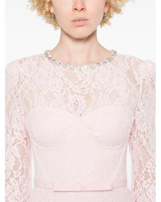 SELF-PORTRAIT レース ビスチェドレス Self-Portrait レース ビスチェドレス ピンク | Lyst