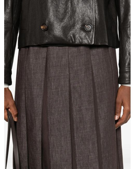 Brunello Cucinelli プリーツパネル スカート Gray