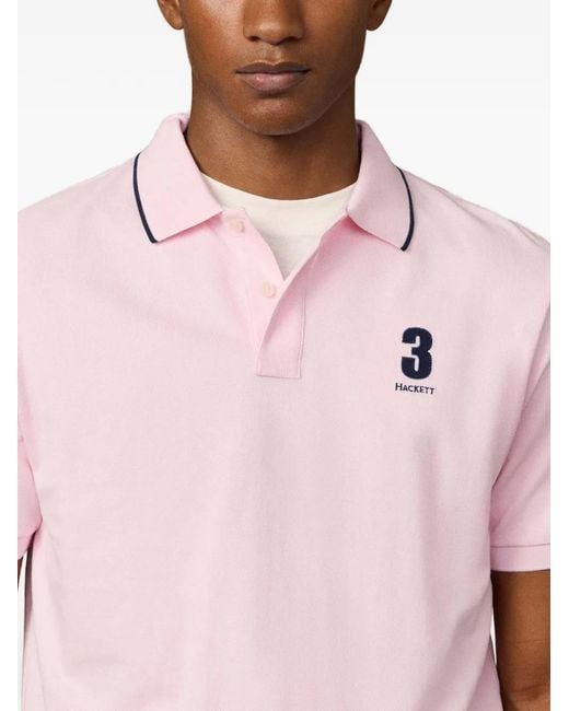 Hackett Pink Heritage Tipped-Trim Polo Shirt for men