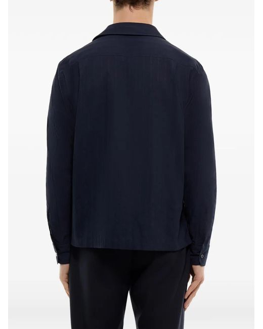 Fursac Blue Striped Flap-Pocket Shirt for men