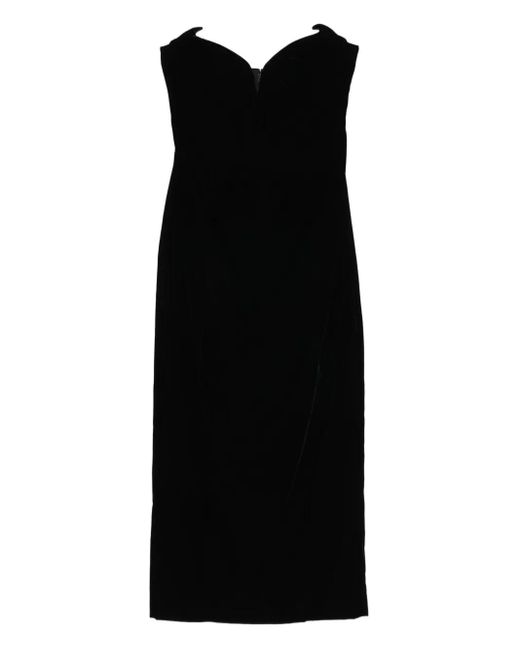 Mugler Black Signature Sweetheart-Neckline Velvet Dress