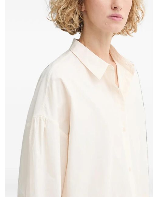 Sessun White Flores Open-Back Embroidered-Pocket Shirt