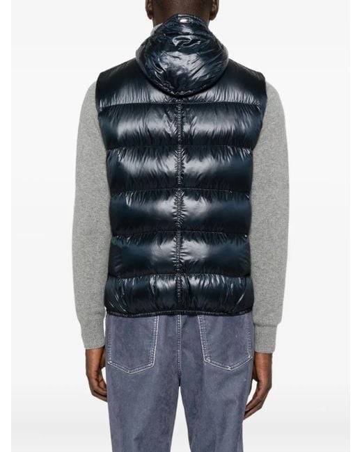 Herno Blue Hooded Quilted Gilet for men