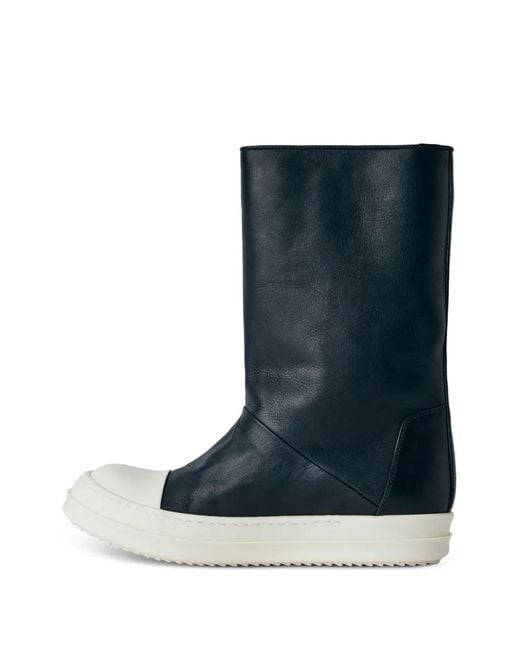 Rick Owens Blue Leather Toe-Cap Boots