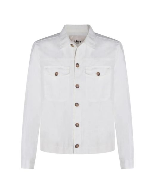 Altea White Button Flap Pocket Jacket for men