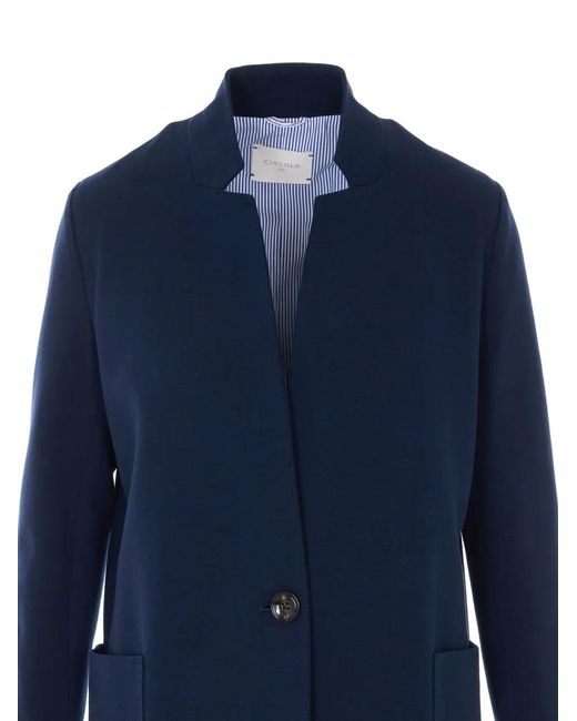 Circolo 1901 Blue Buttoned V-Neck Coat