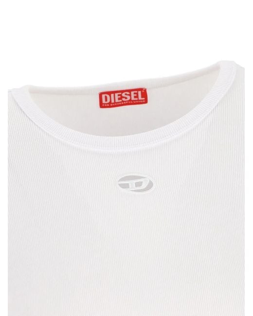 DIESEL White Logo-Detail T-Shirt
