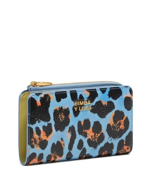 Bimba Y Lola Blue Textured Leopard Print Purse