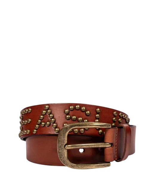 Pleasures Brown Studded Leather Belt for men