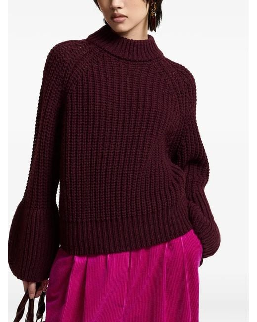 Essentiel Antwerp Red Kristian Chunky-Knit Turtleneck Sweater