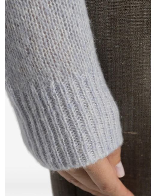 Lisa Yang White Solene Ribbed-Trim Sweater