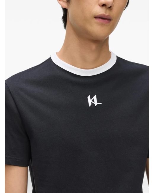 Karl Lagerfeld Black Monogram Slim-Fit T-Shirt for men