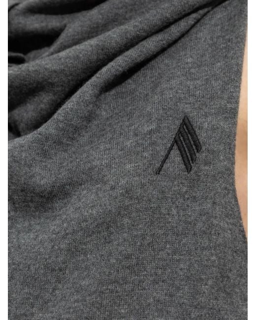 The Attico Gray Cowl-Neck Buttoned Midi Dress