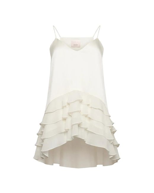 Cinq À Sept White Ruffled V-Neck Top