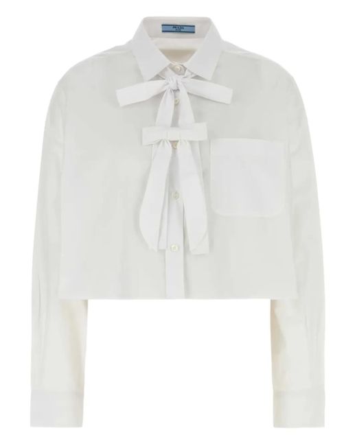 Chemise À Détail De Nœud Prada en coloris White