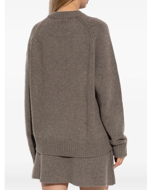 Lisa Yang Gray Raglan-Sleeve Cashmere Sweater
