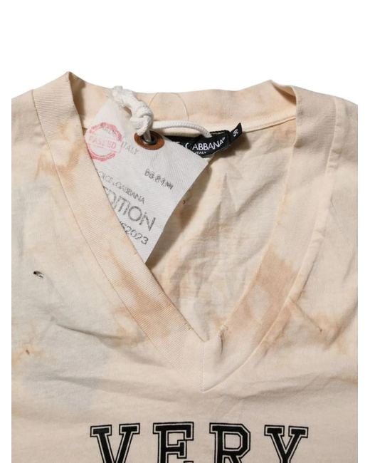 Dolce & Gabbana Natural V-Neck T-Shirt for men