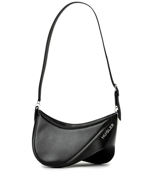 Mugler Black Large Smooth Spiral Tote Bag