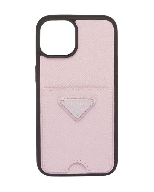 Prada Iphone 14 サフィアーノレザー ケース Pink