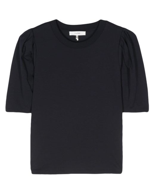 FRAME Black Puff-sleeve Organic Cotton T-shirt