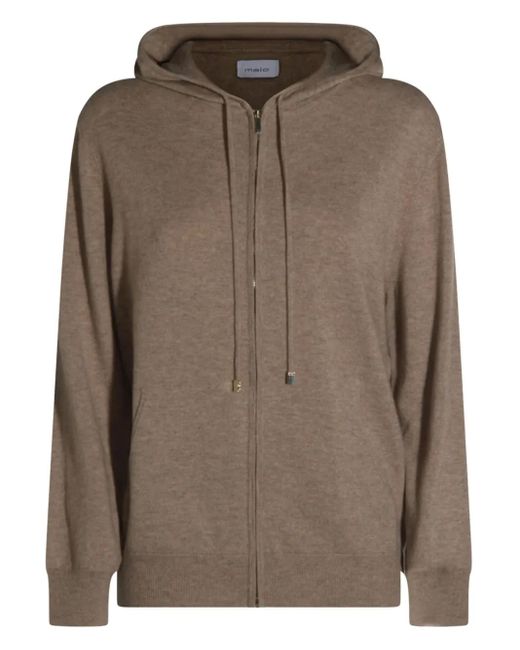 Sudadera con capucha y cremallera de algodón Malo de color Brown